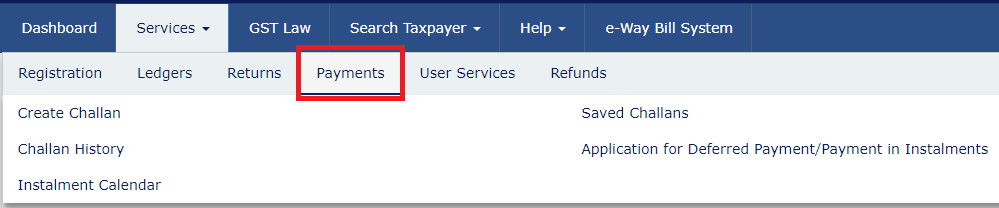 Payments tab