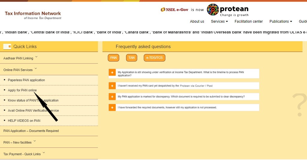 NSDL e-Gov \ Protean Official Website - NGO PAN Apply Step 2