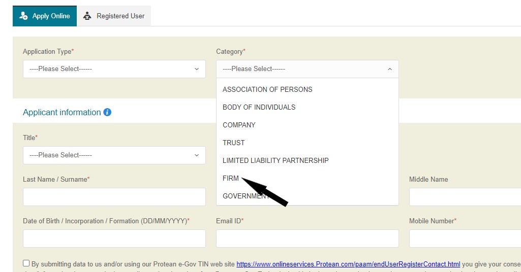 Pan Card Application Form For Partnership Firm In Excel