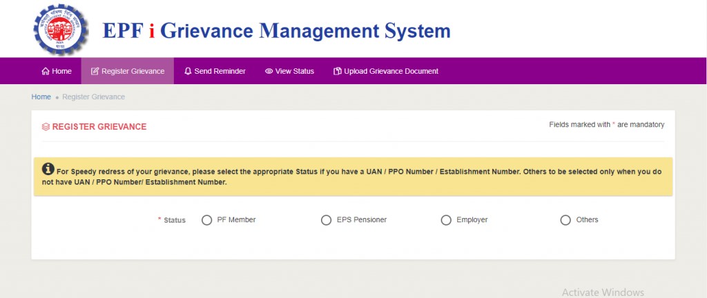 EPF i Grievance Management System - Delayed PF Withdrawal - Step 2 