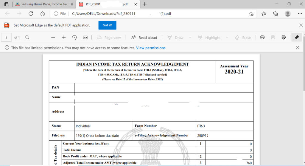 What Is the Password To Open ITR?