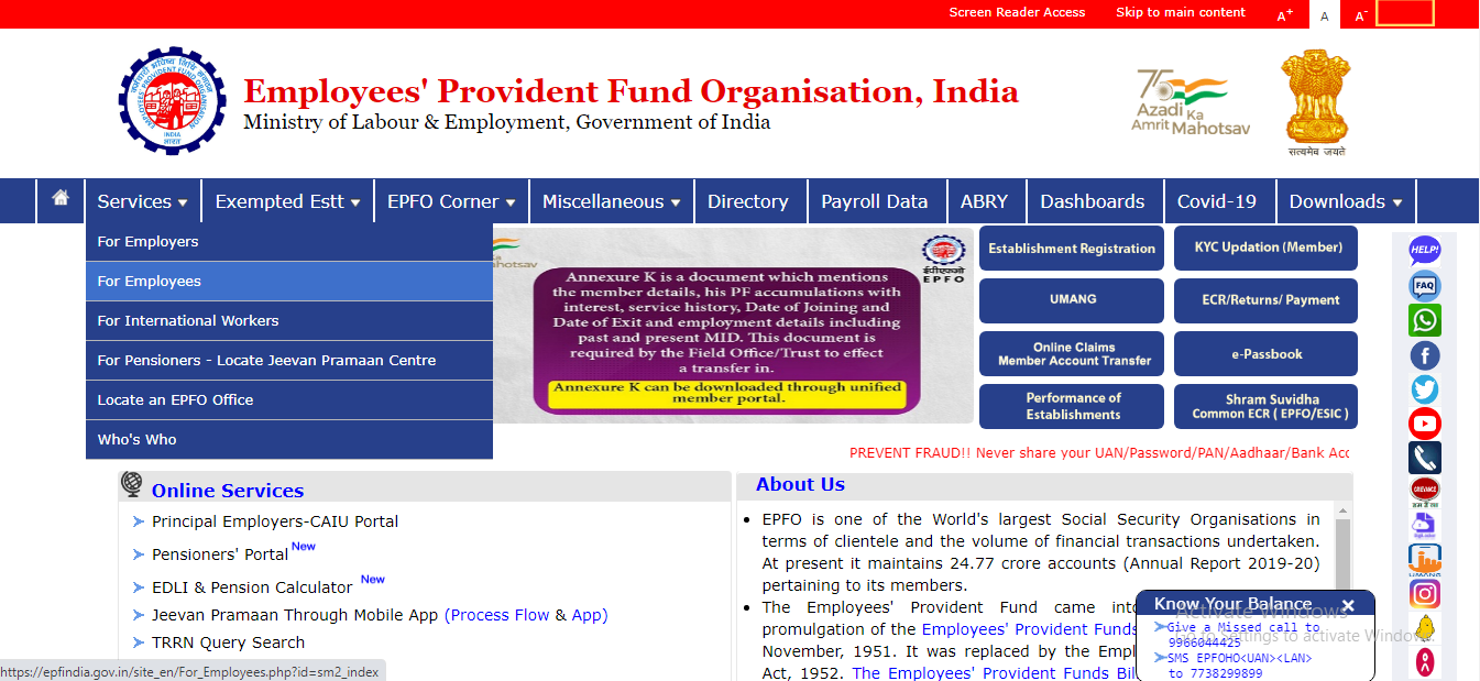 step 1 to check epf balance