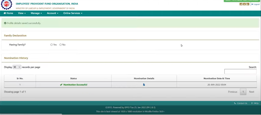 e-nomination in pf account family declaration PF account family declaration