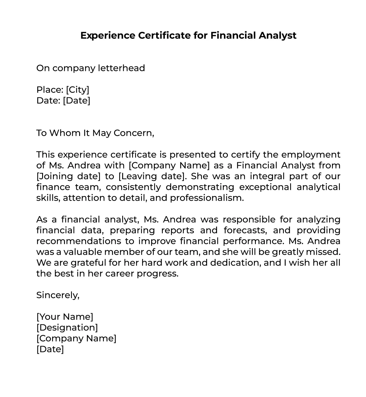 Experience Certificate Letter Format For Loan From Pr - vrogue.co